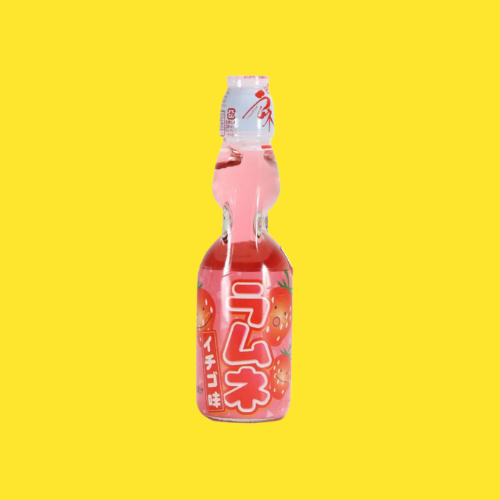 Hatakosen Ramune Soda – Strawberry Flavor, 200 ml (Imported)